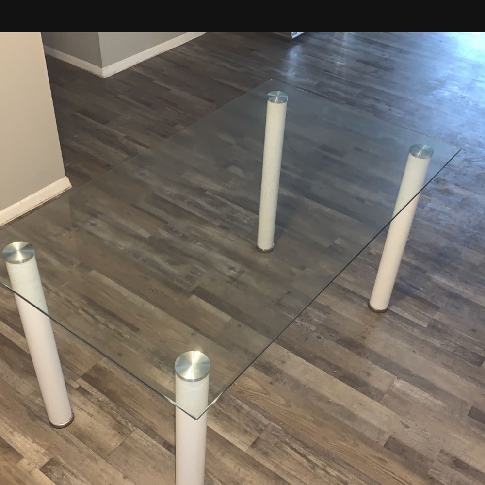 White leg glass table for sale hardly used